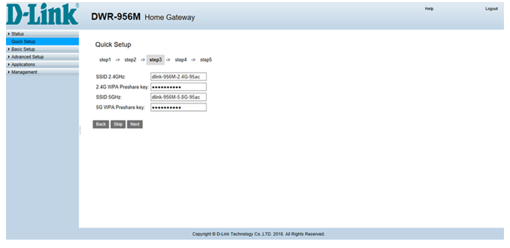 Admin login details for DHCP settings