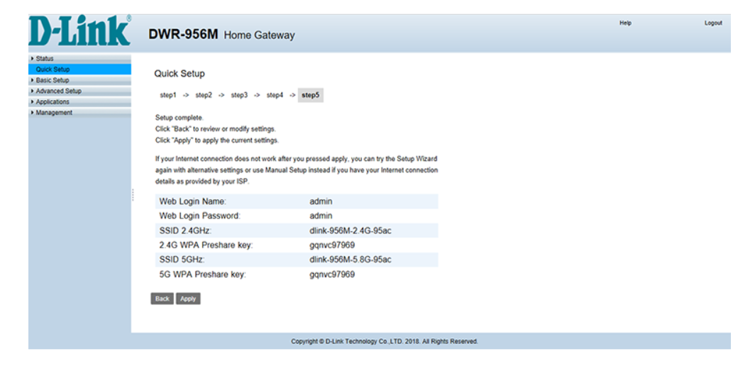 DHCP summary of configuration settings