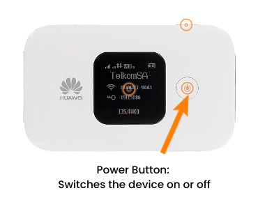 The power button of the Huawei E5577 portable router 